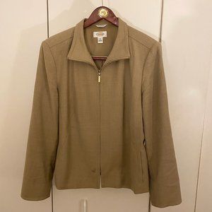 Talbots Italian Wool Women's Brown Jacket Sz 14 (Large) Zipper Made in Thailand
